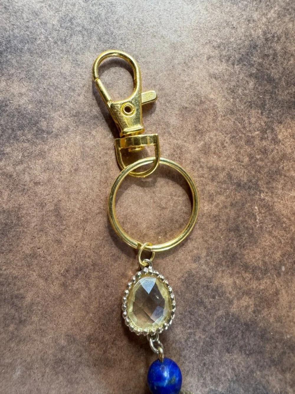 Boho keychain/purse charm with lapis lazuli